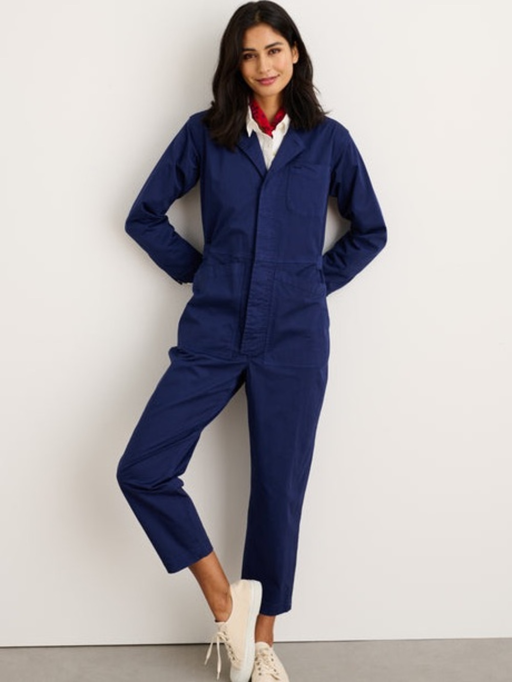 Alex Mill Standard Jumpsuit Midnight Navy Blue Cotton Twill Herringbone XL
